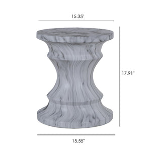 Geometric Round Outdoor End Table - Marble