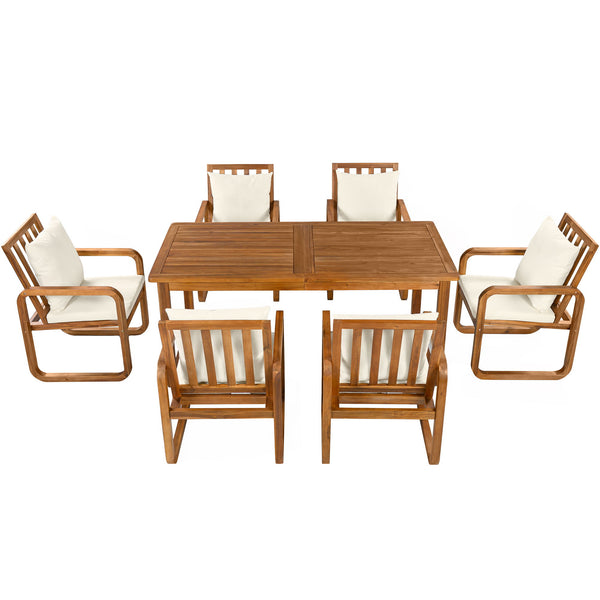 7 Piece Outdoor Patio Dining Set With Removable Cushions