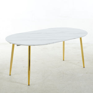 Extendable Oval Dining Table - White Marble
