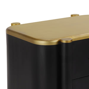 Contemporary 2 Drawers Nightstand with Curved Profile Design