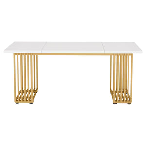 Office Executive Desk For Home Office - White / Gold