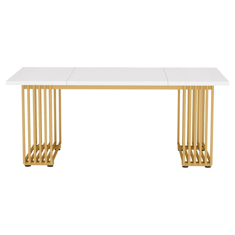 Office Executive Desk For Home Office - White / Gold