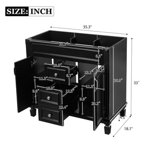 36'' Bathroom Vanity without Top Sink, Cabinet only, Modern Bathroom Storage Cabinet with 2 Soft Closing Doors