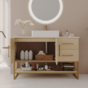47.2" Modern Bathroom Vanity With Ceramic Vessel Sink