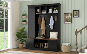 Vibe Haus 62.2'' Farmhouse Hall Tree with Shoe Storage Bench