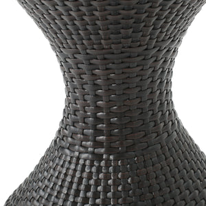 Outdoor 16-Inch Multi-Brown Wicker Hourglass Side Table