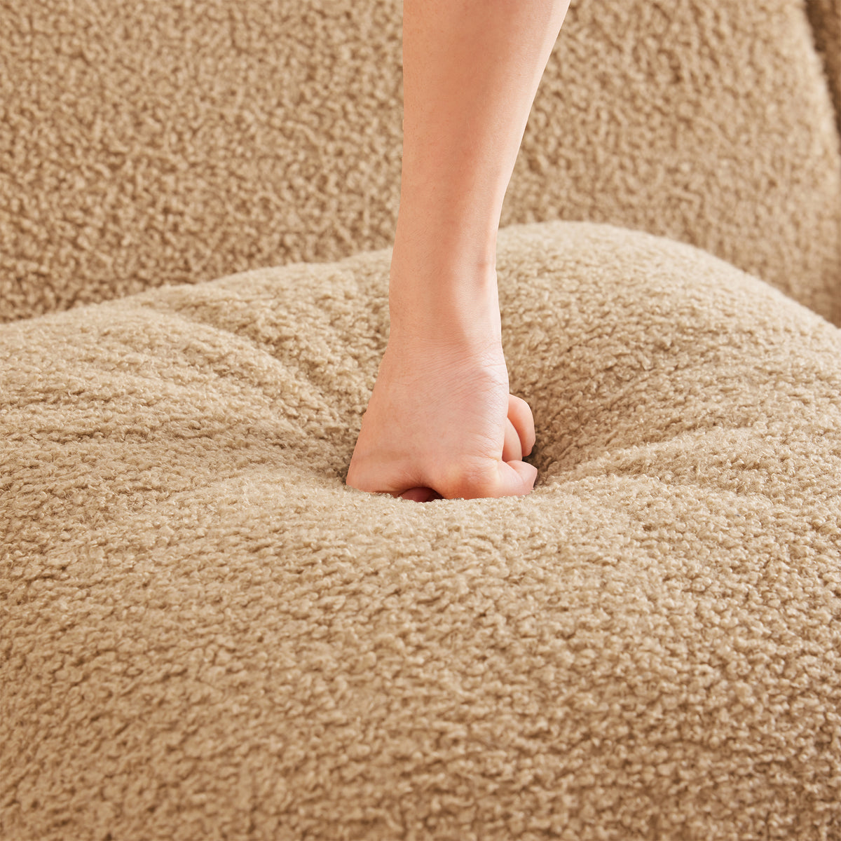 Armless Sofa With Pillow Teddy Fabric - Camel