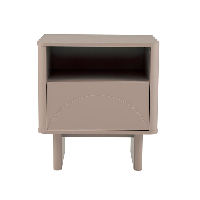 Modern Accent Nightstand with Drawer and Shelf - Green, Beige, Light Brown, Orange