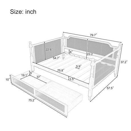 Full Size Daybed With 2 Drawers - Walnut