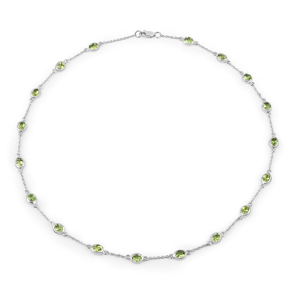 6.30 Carat Genuine Peridot .925 Sterling Silver Necklace