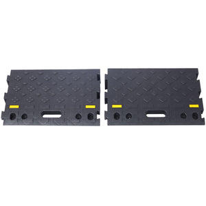 Heavy Duty Plastic 4" High Portable Automotive Curb Ramp For Cars & Wheelchairs Interlocking Design - Black