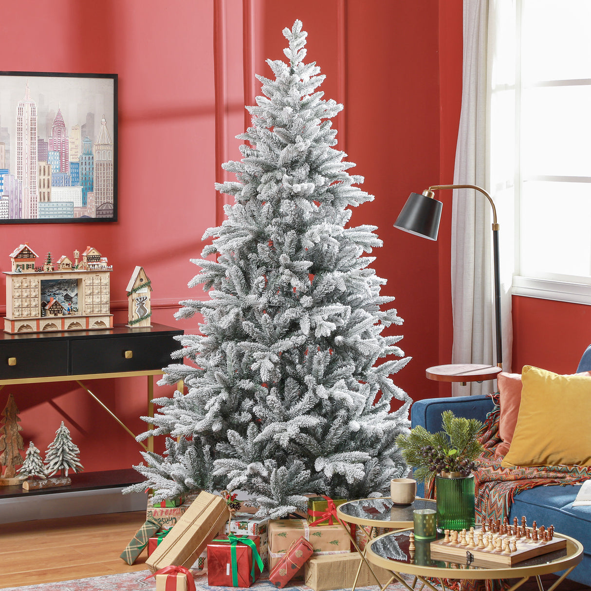 HOMCOM 7ft Snow Flocked Artificial Christmas Tree