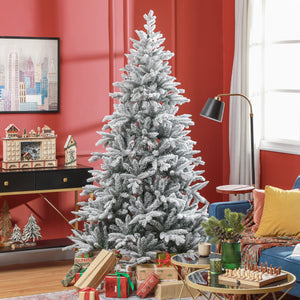 HOMCOM 7ft Snow Flocked Artificial Christmas Tree