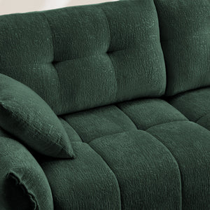 Elegant 3 Seater Sofa Set & Pillows Frame, High Rebound Cushions - Textured Green