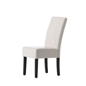Carter - 5 Tuft Dining Chair With Button Tufted Backrest And Espresso Legs - Ivory