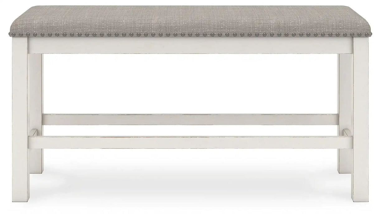 Robbinsdale - Dbl Counter Height Upholstered Dining Bench - Antique White - Best Buy Furniture