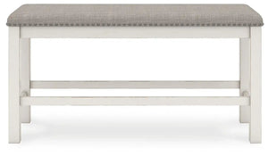 Robbinsdale - Dbl Counter Height Upholstered Dining Bench - Antique White - Best Buy Furniture