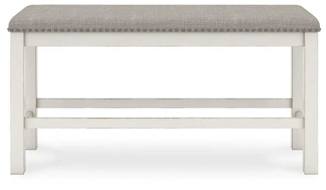Robbinsdale - Dbl Counter Height Upholstered Dining Bench - Antique White - Best Buy Furniture