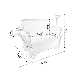 3 In 1 Folding Wagon With Bench Seat & Rear Mounted Tabletop - Orange