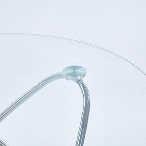 Metal Leg Dining Table With Tempered Glass Top