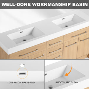 Freestanding Bathroom Vanity With Resin Sink, Soft-Closing Doors And Drawers