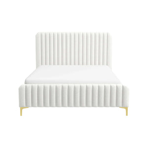 Valery King Size Bed Frame with Tufted Upholstery - White Boucle