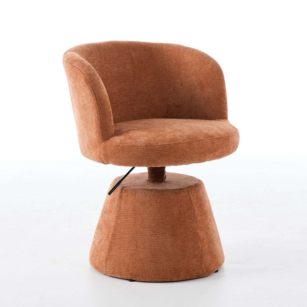 Adjustable Height Swivel Bar Stool with Chenille Upholstery - Terracotta