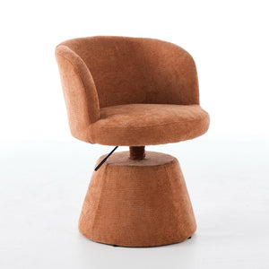 Adjustable Height Swivel Bar Stool with Chenille Upholstery - Terracotta