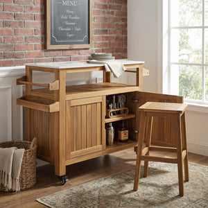 Murphy Outdoor Patio Acacia Wood Bar Cart