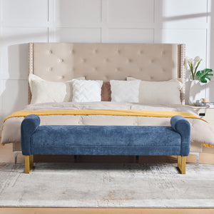 65" Ottoman Bench - Chenille Upholstered for Bedroom