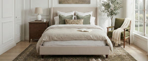 52.7" Tall Wingback Upholstered Queen Size Platform Bed Frame