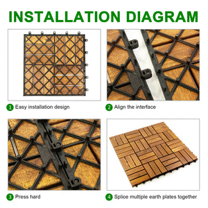 12 in. x 12 in. Acacia 12 Slats Checker Deck Tiles - 30 Pieces