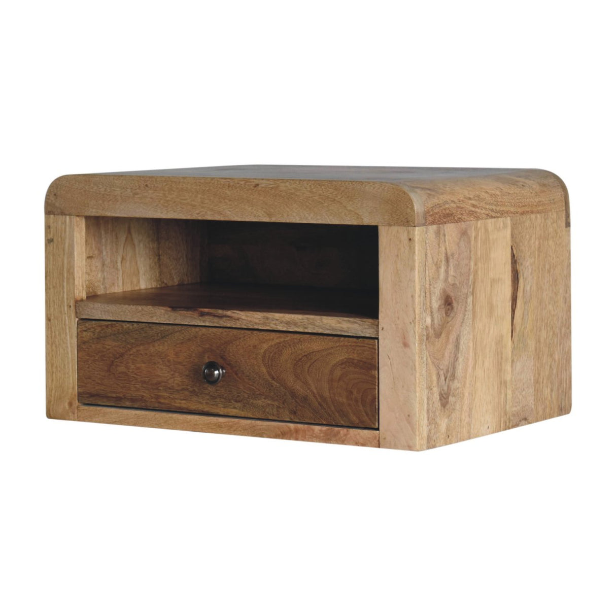 Chunky Floating Bedside, 1-Drawer, 1 Open Slot, Oak-ish