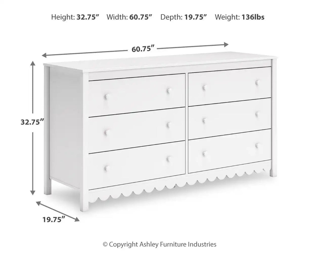 Hallityn - Six Drawer Dresser - White - Best Buy Furniture