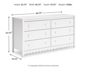 Hallityn - Six Drawer Dresser - White - Best Buy Furniture