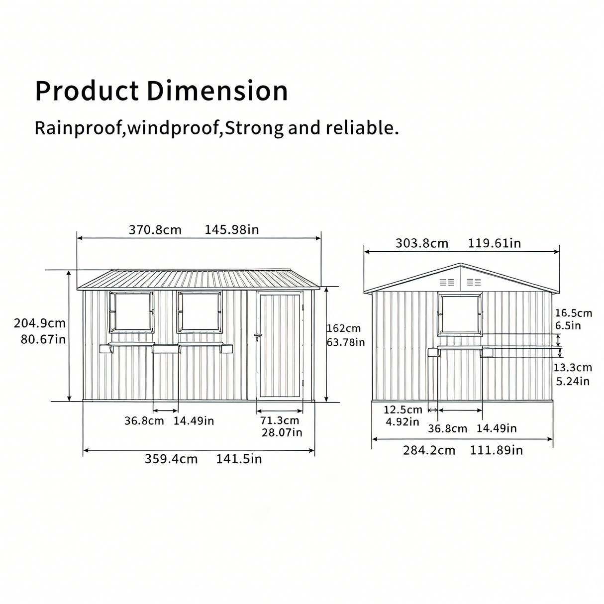 12x10 FT Outdoor Metal Storage Shed