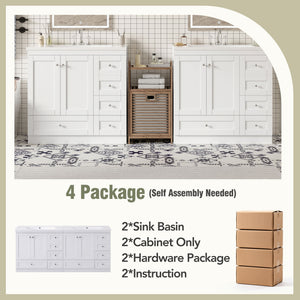 Shaker Free Standing Bathroom Vanity Cabinet & Sink, Soft Close Drawers, Soft Close Doors