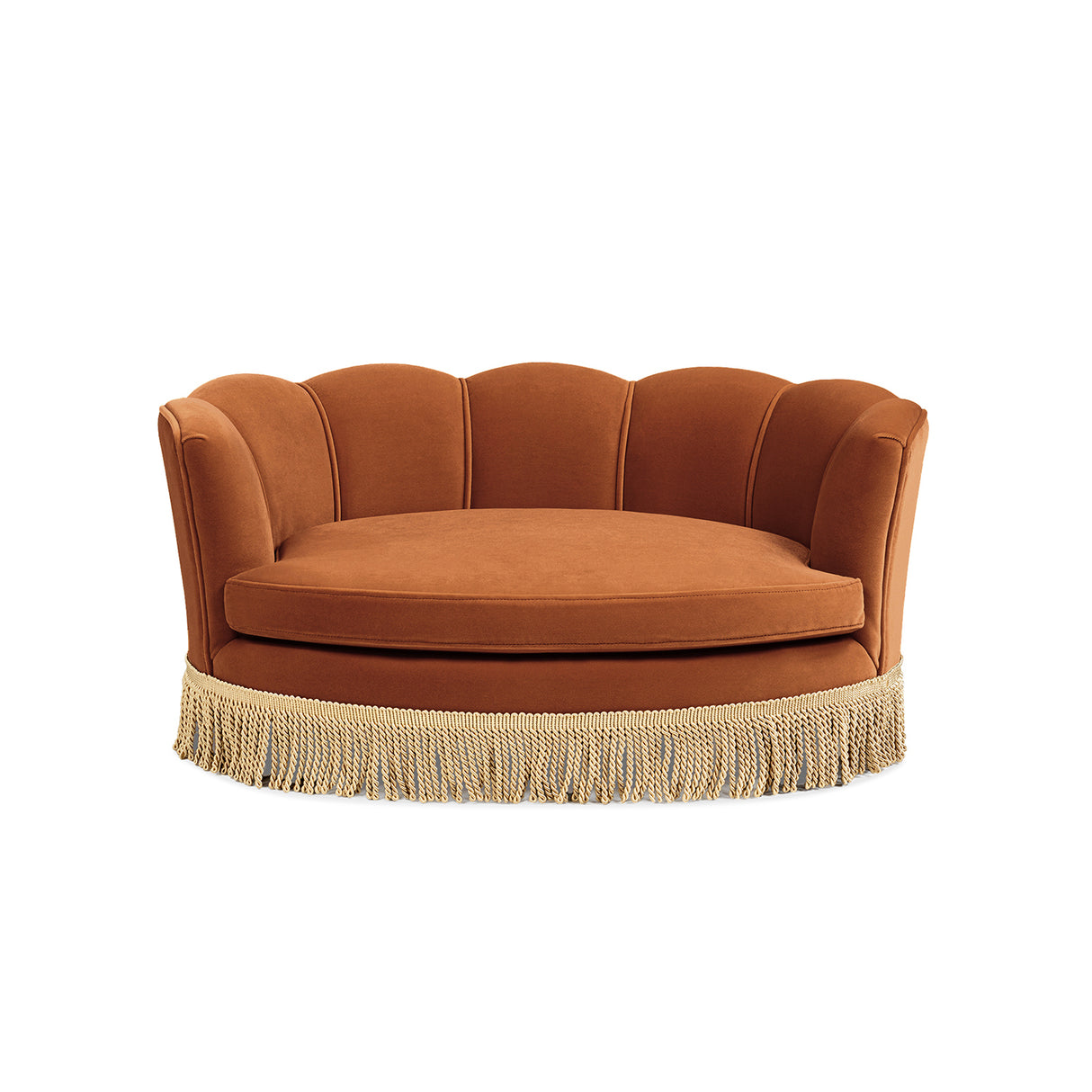 Clara 34.5" Scalloped Pet Sofa Bed, Medium, Burnt