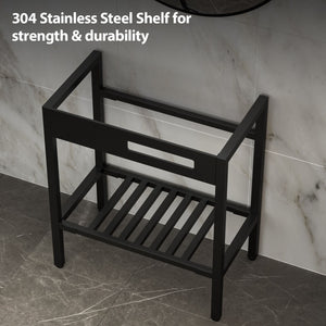 Console Sink With Legs, 32" X 18.5", Durable Porcela With Support - White / Black