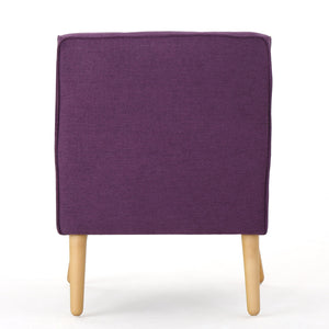 Modern Arm Chair With Tufted Back And Wooden Legs
