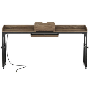 Adjustable Overbed Table With Wheels, Queen Size Mobile Desk - Dark Gray