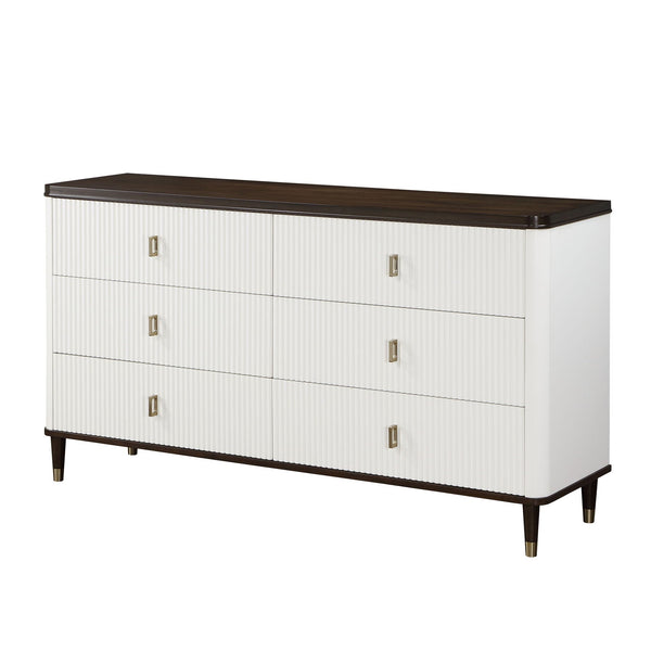 Carena - Dresser With Jewerly Tray - White / Walnut - Best Buy Furniture