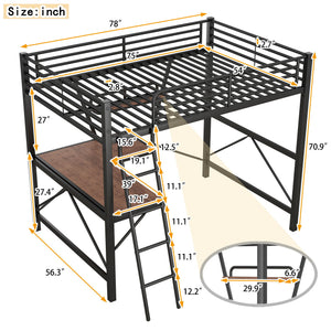 Loft Bed With Desk And Shelf, Modern Design