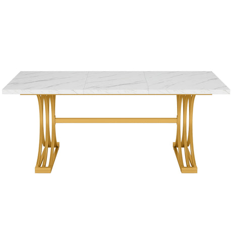 Executive Desk With X-Legs, Sturdy Office Workstation For Home Office - White / Gold
