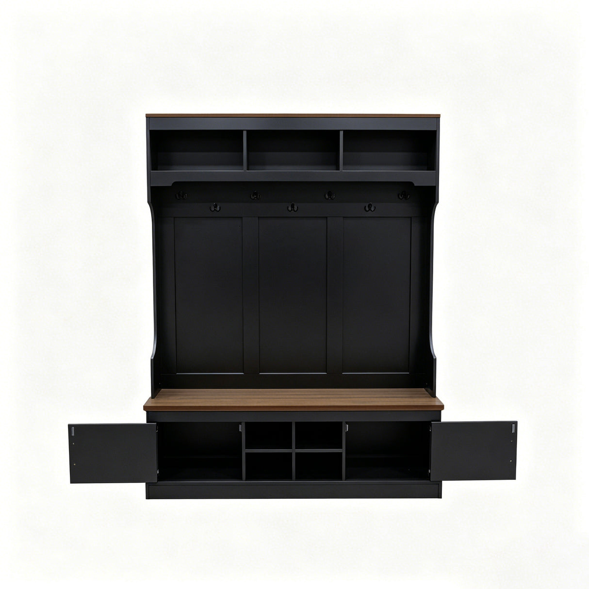 Vibe Haus 71''H Farmhouse Hall Tree with Bench and Shoe Storage