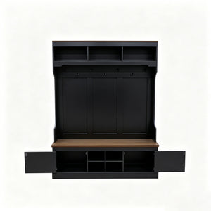 Vibe Haus 71''H Farmhouse Hall Tree with Bench and Shoe Storage