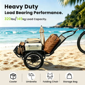 Heavy-Duty Bike Cargo Trailer with Steel Frame – 320 lb Load Capacity