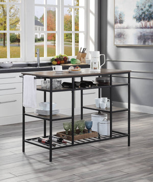 Lona - Kitchen Island - Rustic Oak / Black - Best Buy Furniture