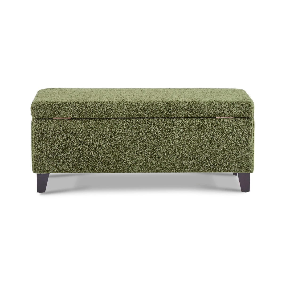 Storage Ottoman with Flip-Top Lid, Easy Assembly, Boucle Fabric & Rubber Wood Legs