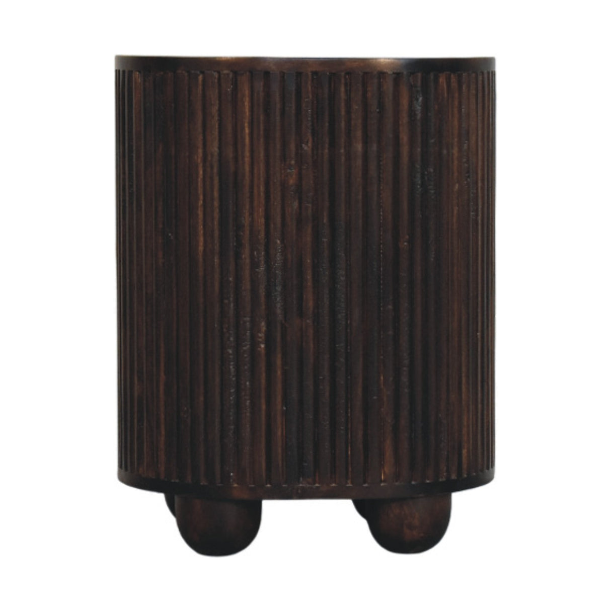 Solid Wood Curved Fluted 3-Drawer Drum Chest